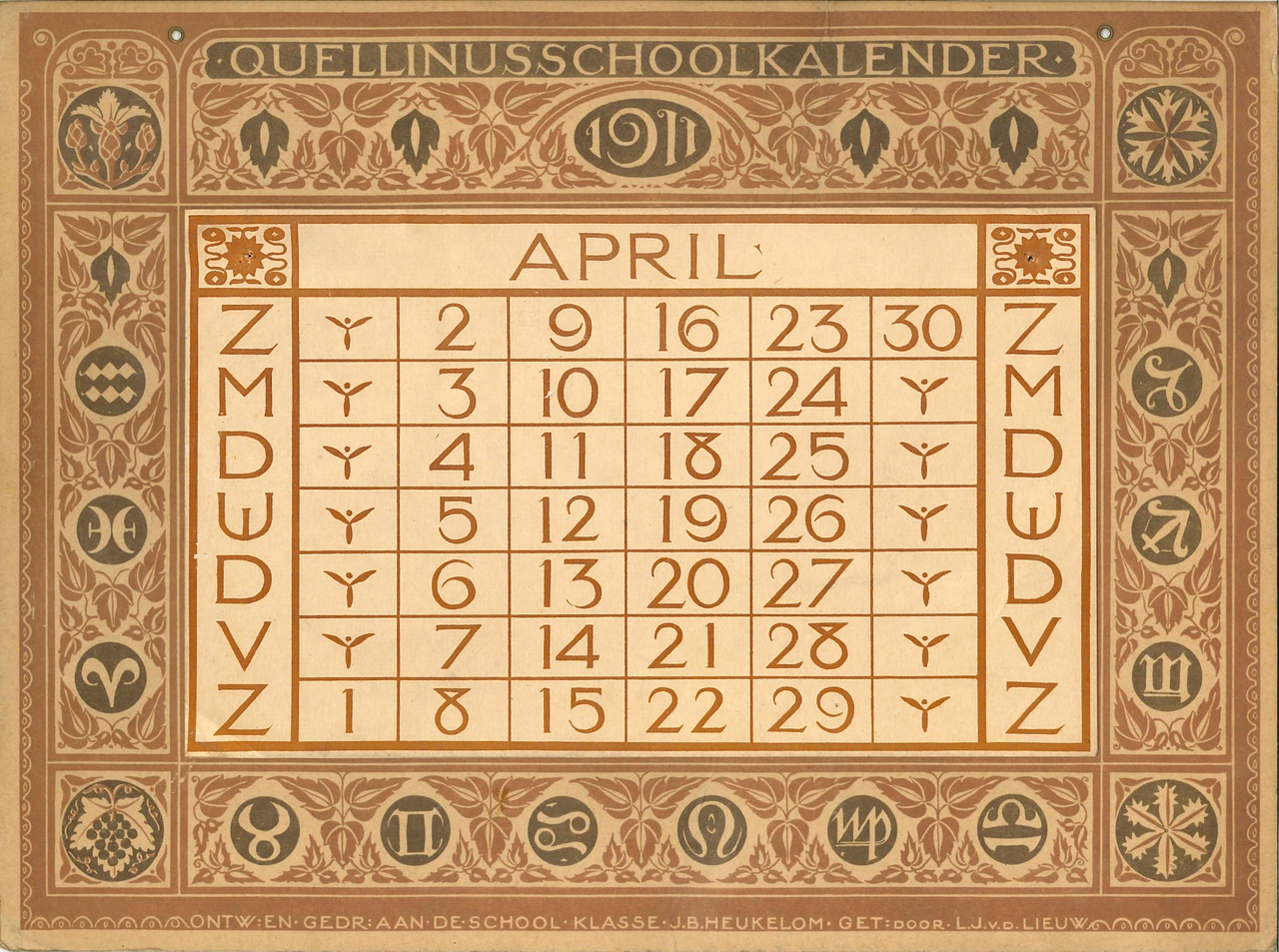 Kalender van de Quellinusschool