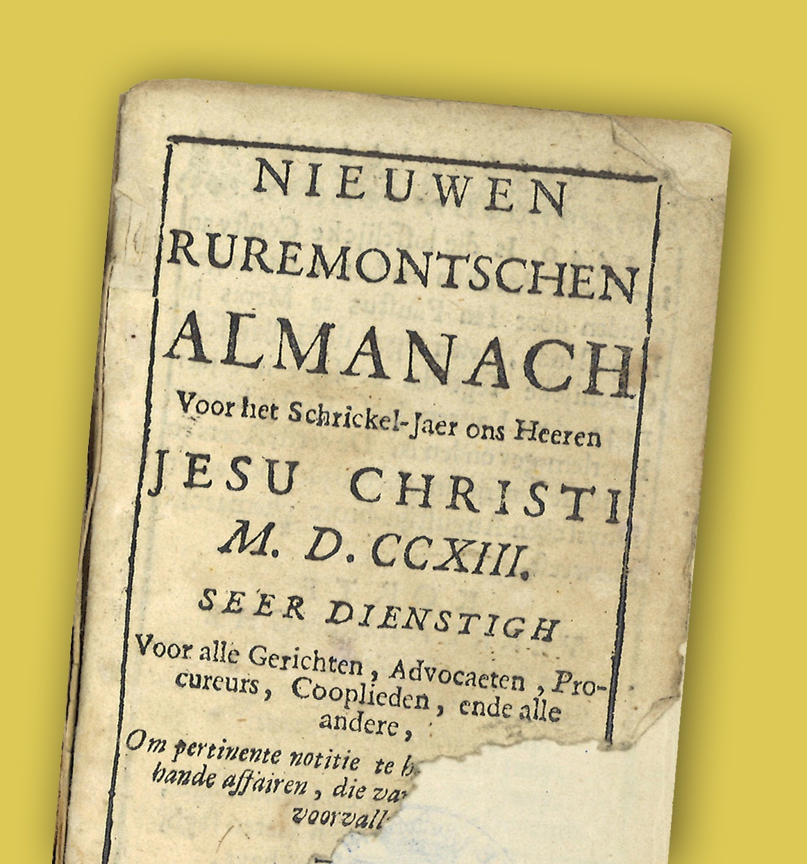 Nieuwen Ruremontschen Almanach voor 1713